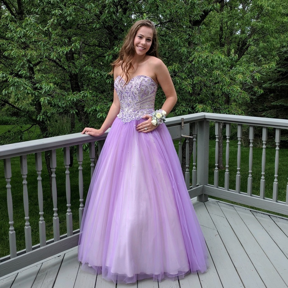 Strapless Lavender Prom Dress